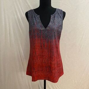 ETCYY Women's Sleeveless Red/Dark Gray V-Neck Tank Top Size Medium‎